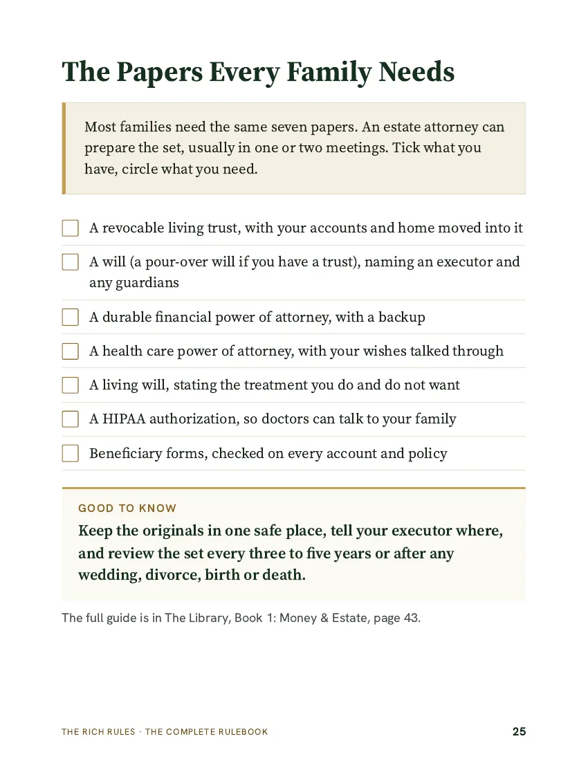 Rulebook page: Know your papers are in order